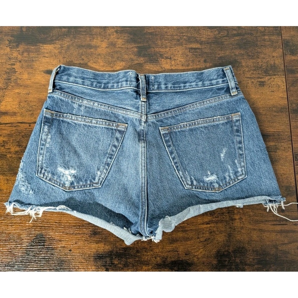 Agolde Parker Denim Shorts Vintage Blue Cut Off High Rise Distressed Size 26 - Picture 7 of 13